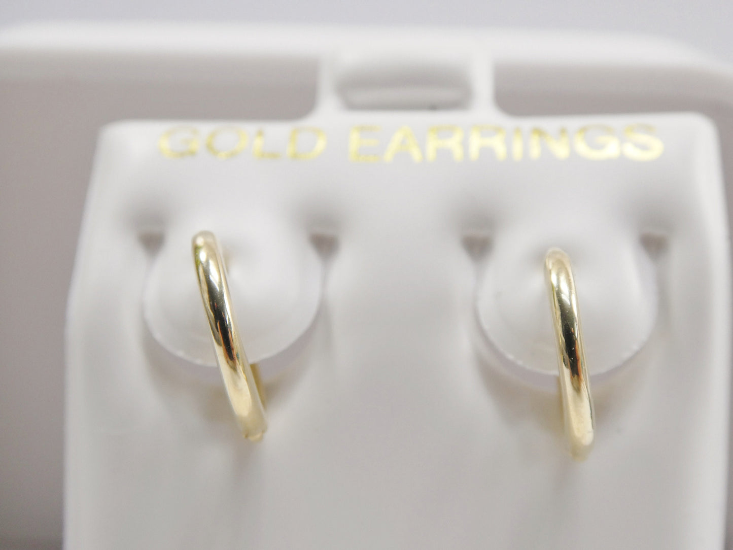 real 10k solid yellow gold 12mm high polish plain hoop huggie earring