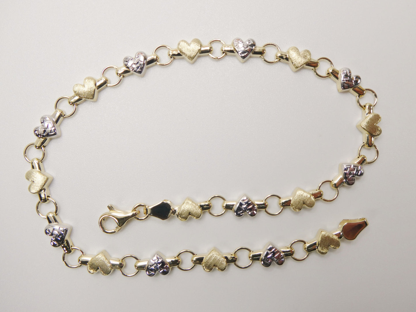 real 10k solid yellow gold x heart hugs and kisses 10 inch anklet bracelet