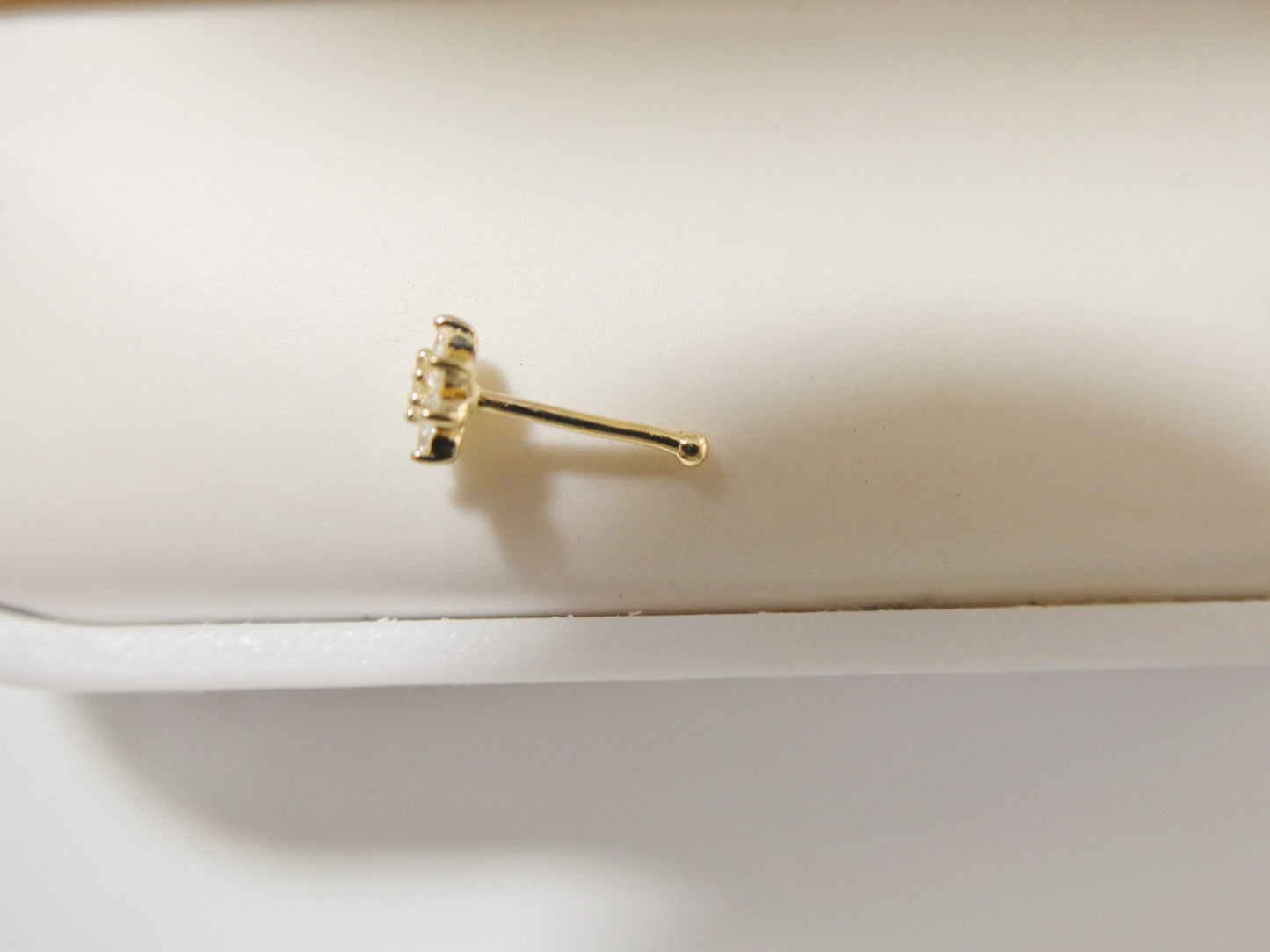 14k real solid yellow gold full stone setting flower stud nose ring
