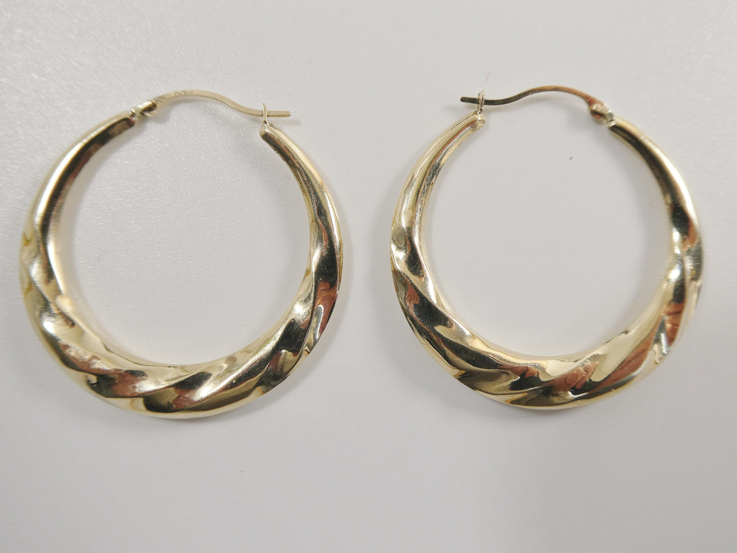 10k real solid yellow gold 32MM classic design hoop earrings