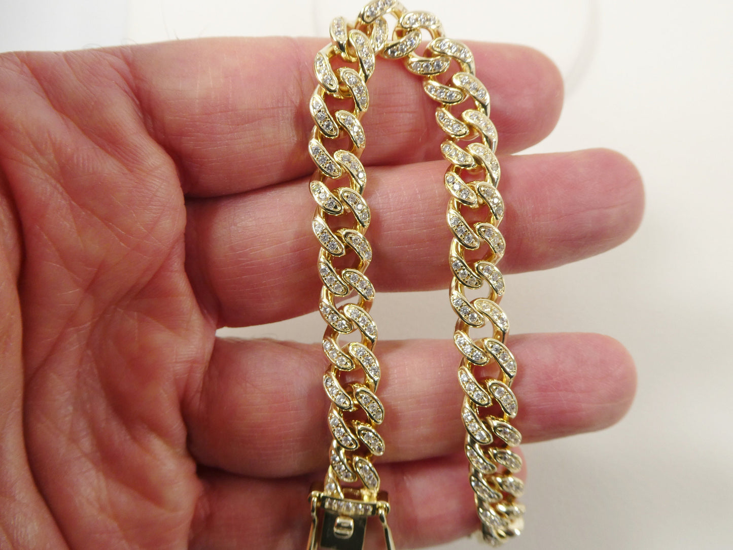 18k yellow gold filled 8mm full stone prong setting bracelet 7" 8" length