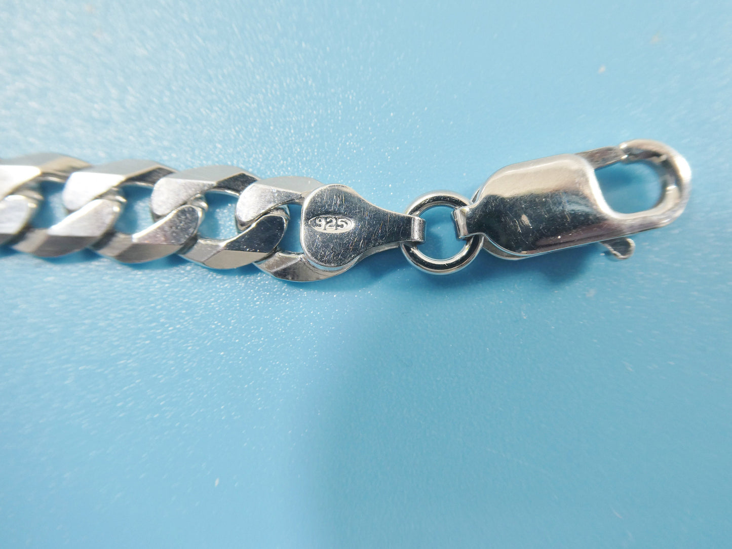 8.5 inch real 925 sterling silver solid curb men ID bracelet