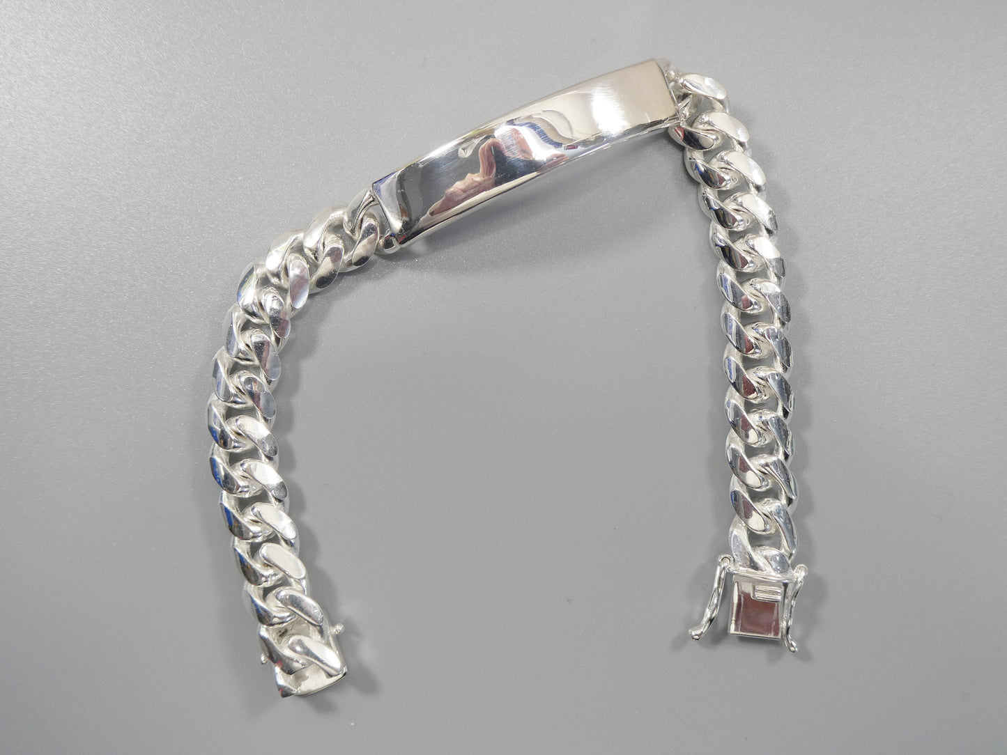 9 inch real 925 sterling silver heavy solid curb men ID bracelet