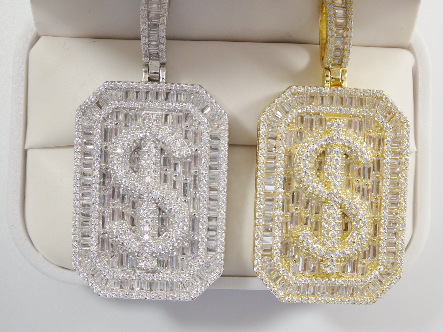 real 925 sterling silver large dollar/ money sign medallion pendent