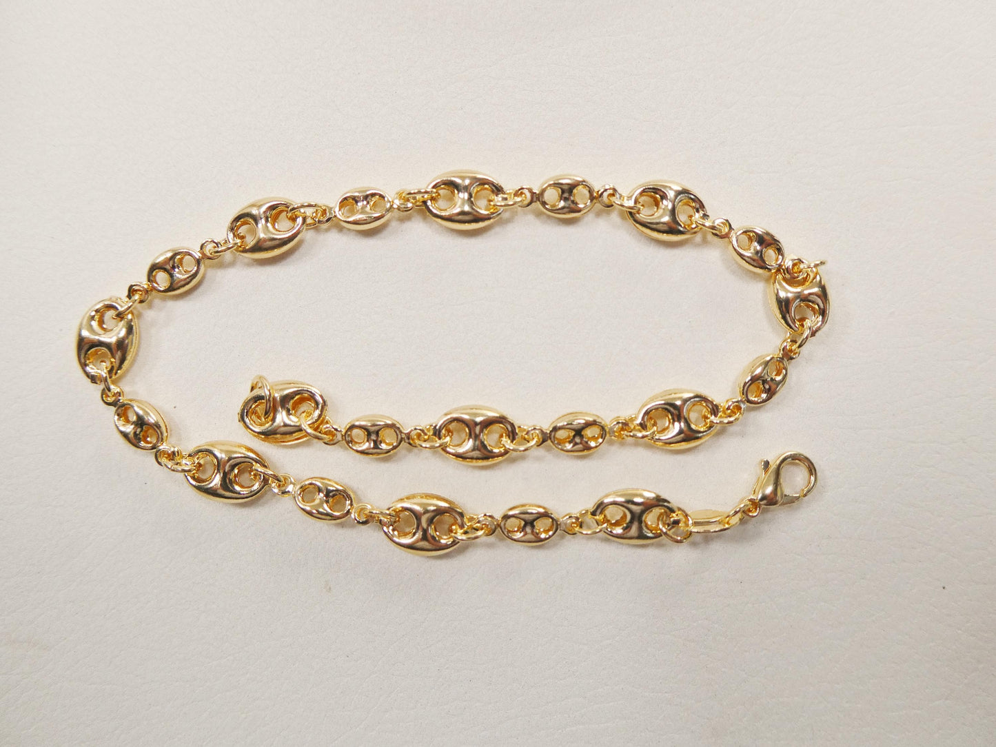 10 inch 14k gold filled puff mariner ladies anklet bracelet