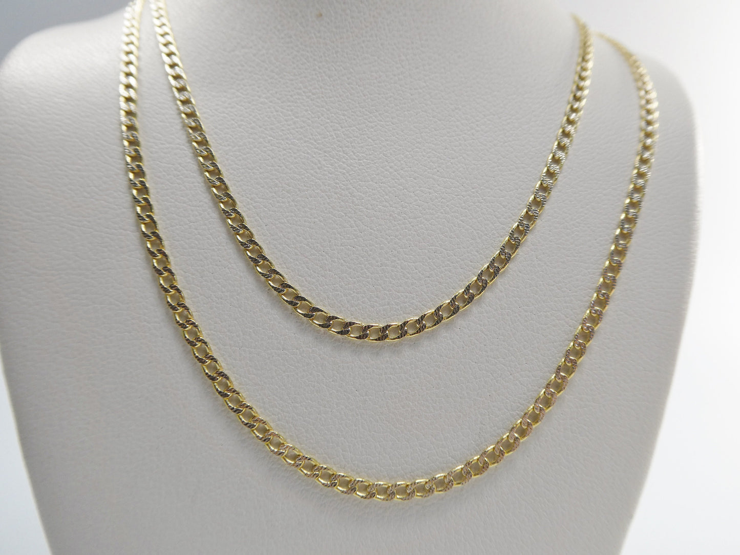 real 10k solid yellow gold two tone curb chain