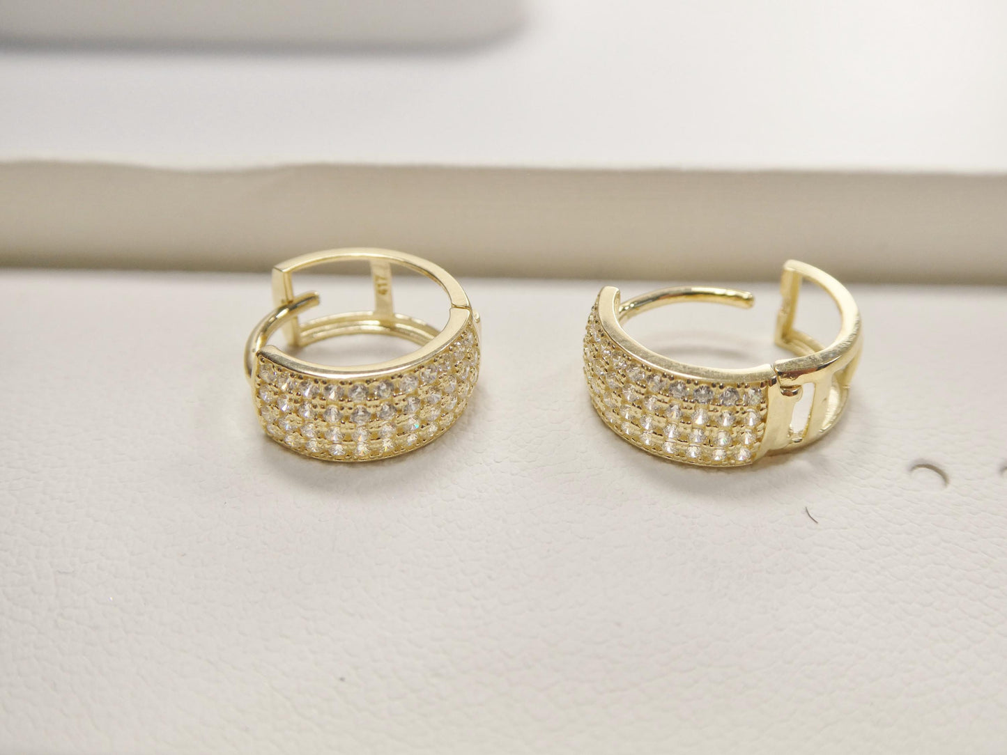 real 10k solid yellow gold designer hoop huggie earrings