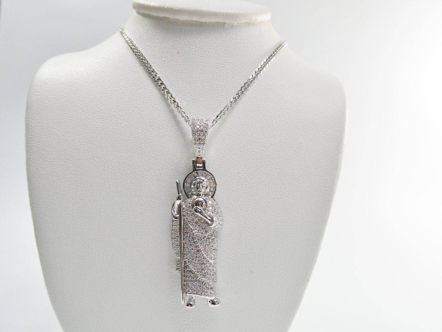 real 925 sterling silver 18 inch curb chain and saint jude pendent charm