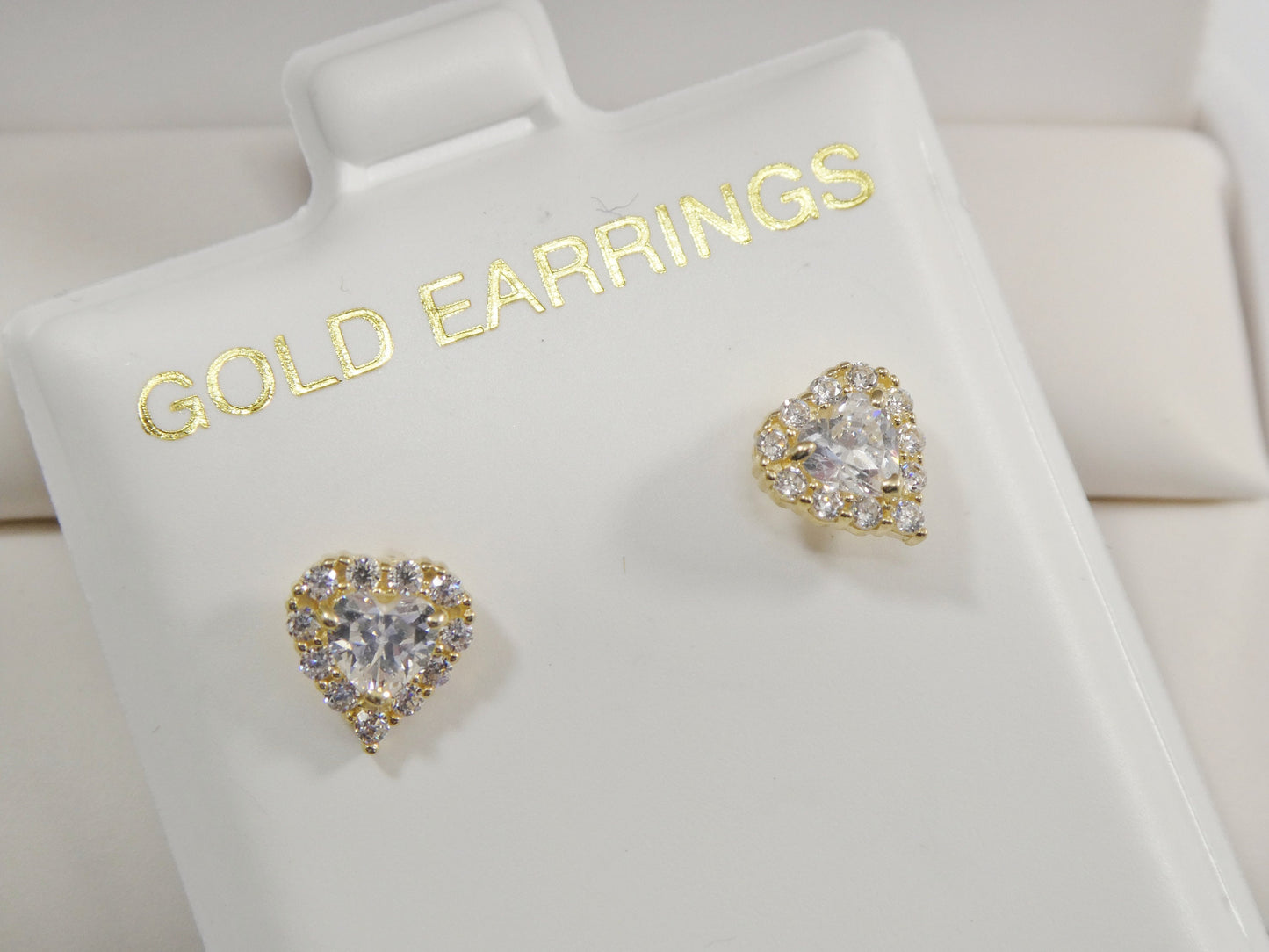 10k real solid yellow gold screw back children birth stone earring heart shape