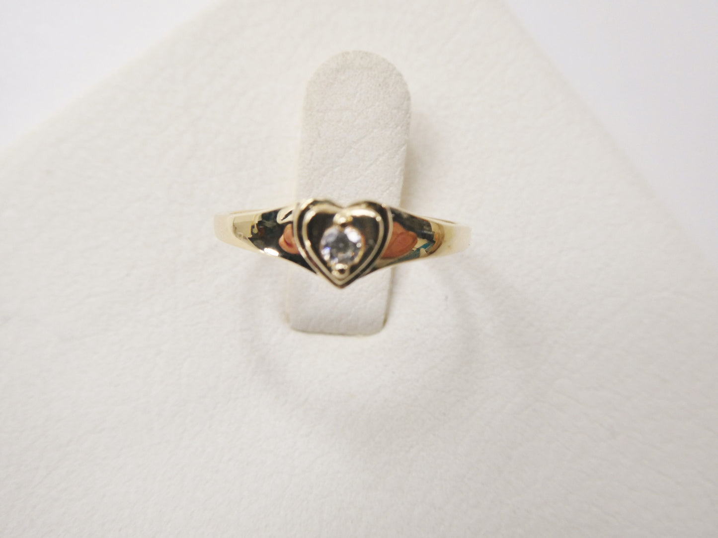 10k solid yellow gold baby children heart shaped color stone ring