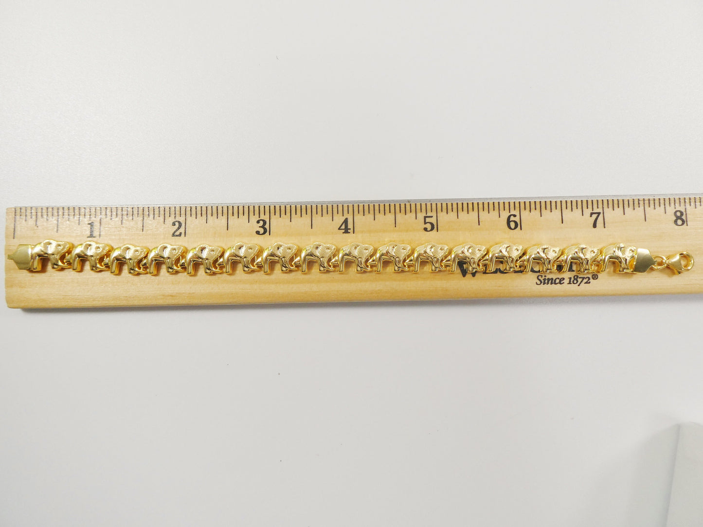 6.5 / 7 / 8 10 inch real 925 sterling silver all yellow tone elephant stampato bracelet 14k gold color finish