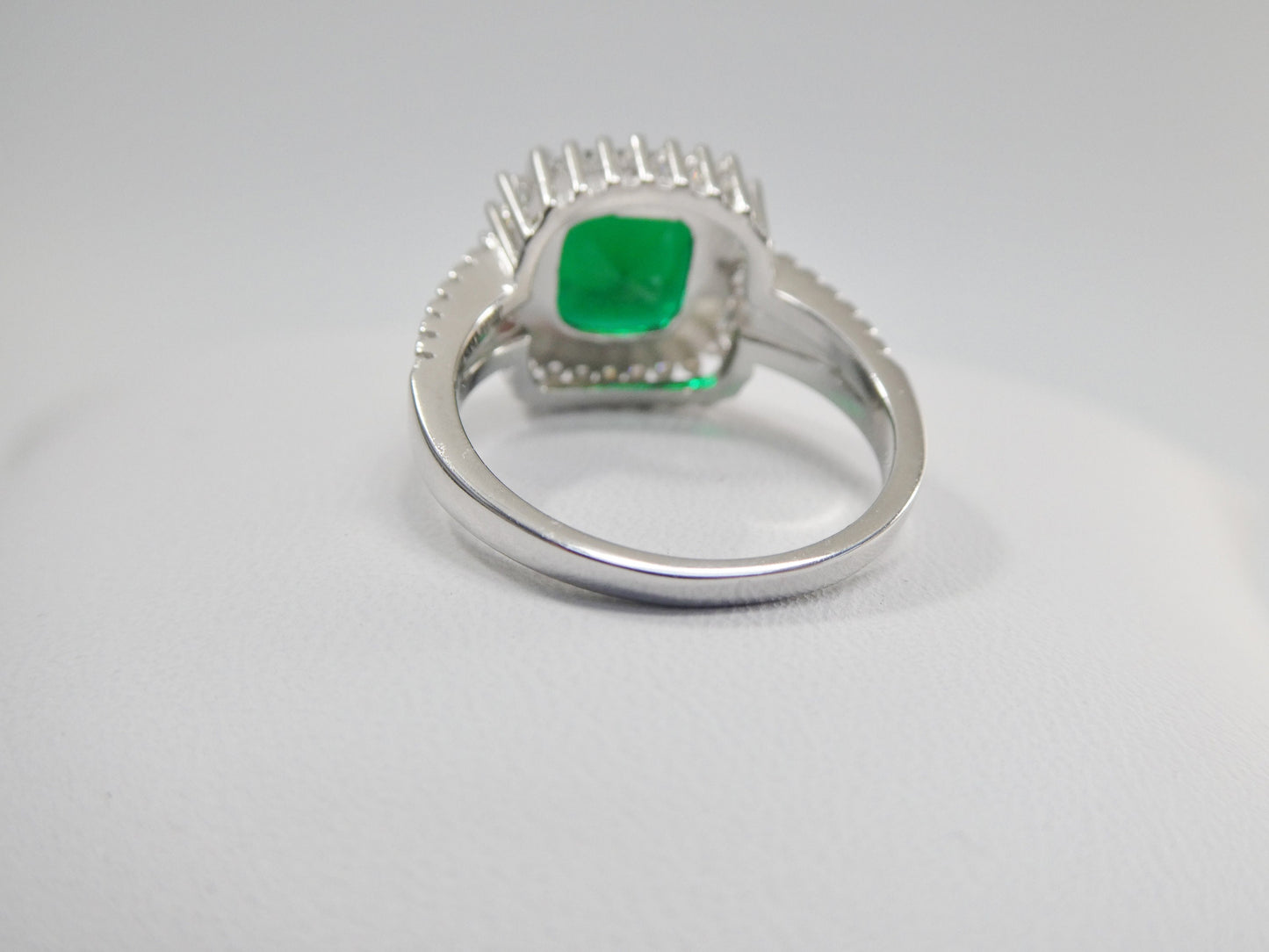 real 925 sterling silver may emerald color stone ladies ring