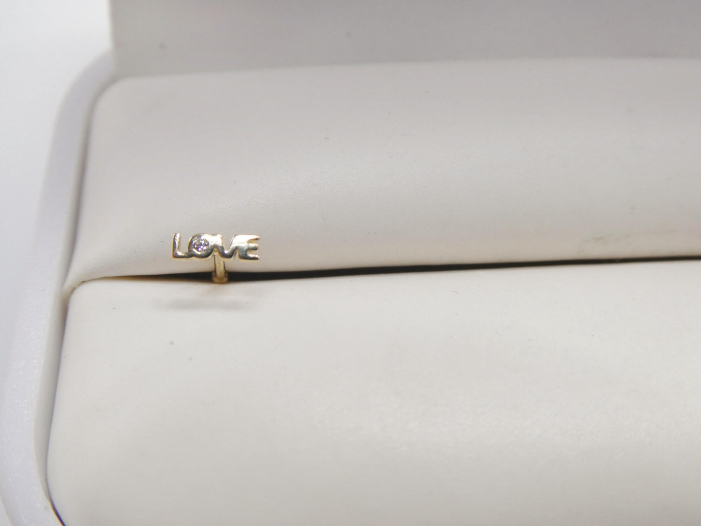 14k real solid yellow gold love letters stud nose ring