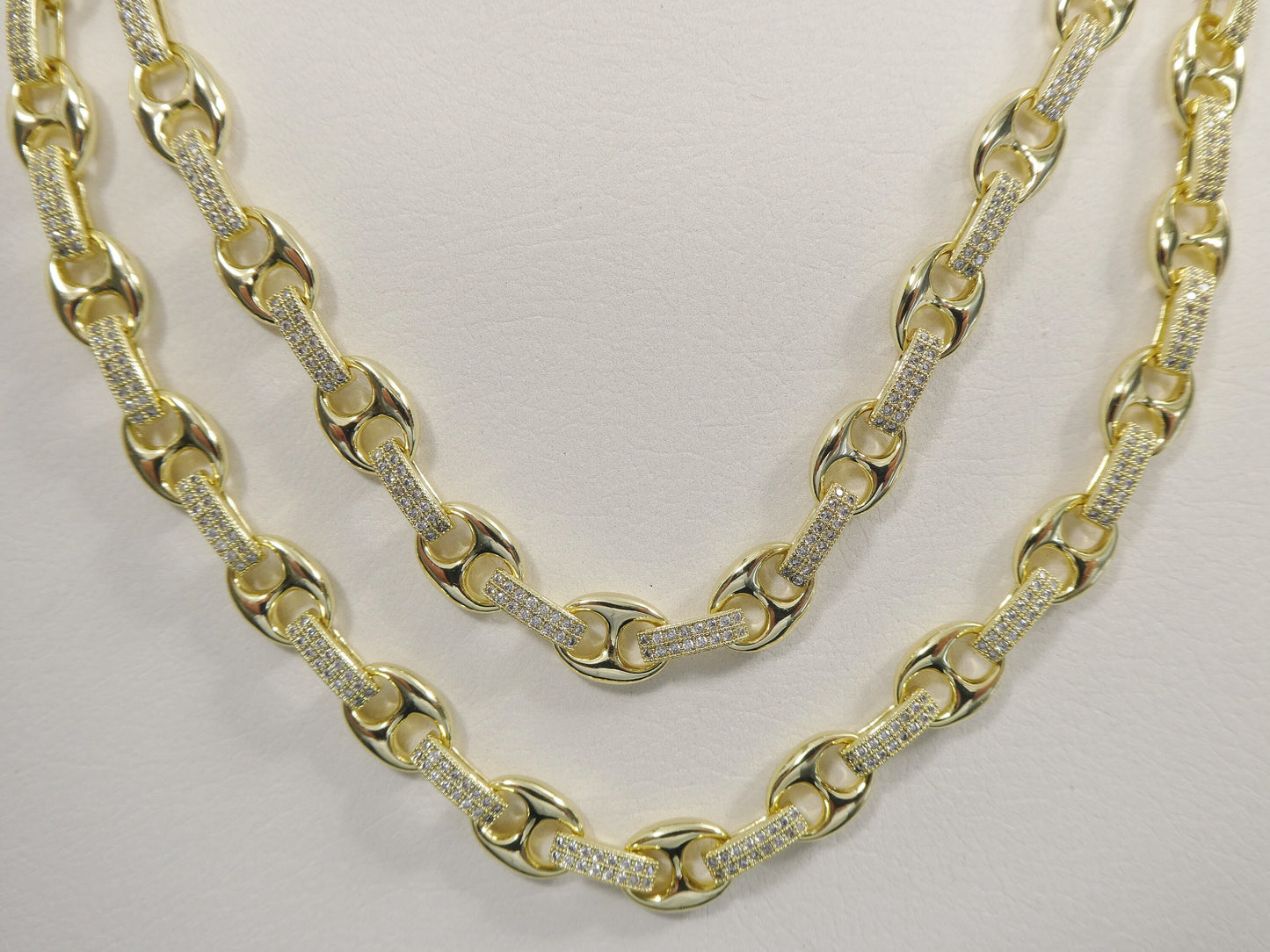 14k gold filled yellow gold puffed mariner LINK necklace