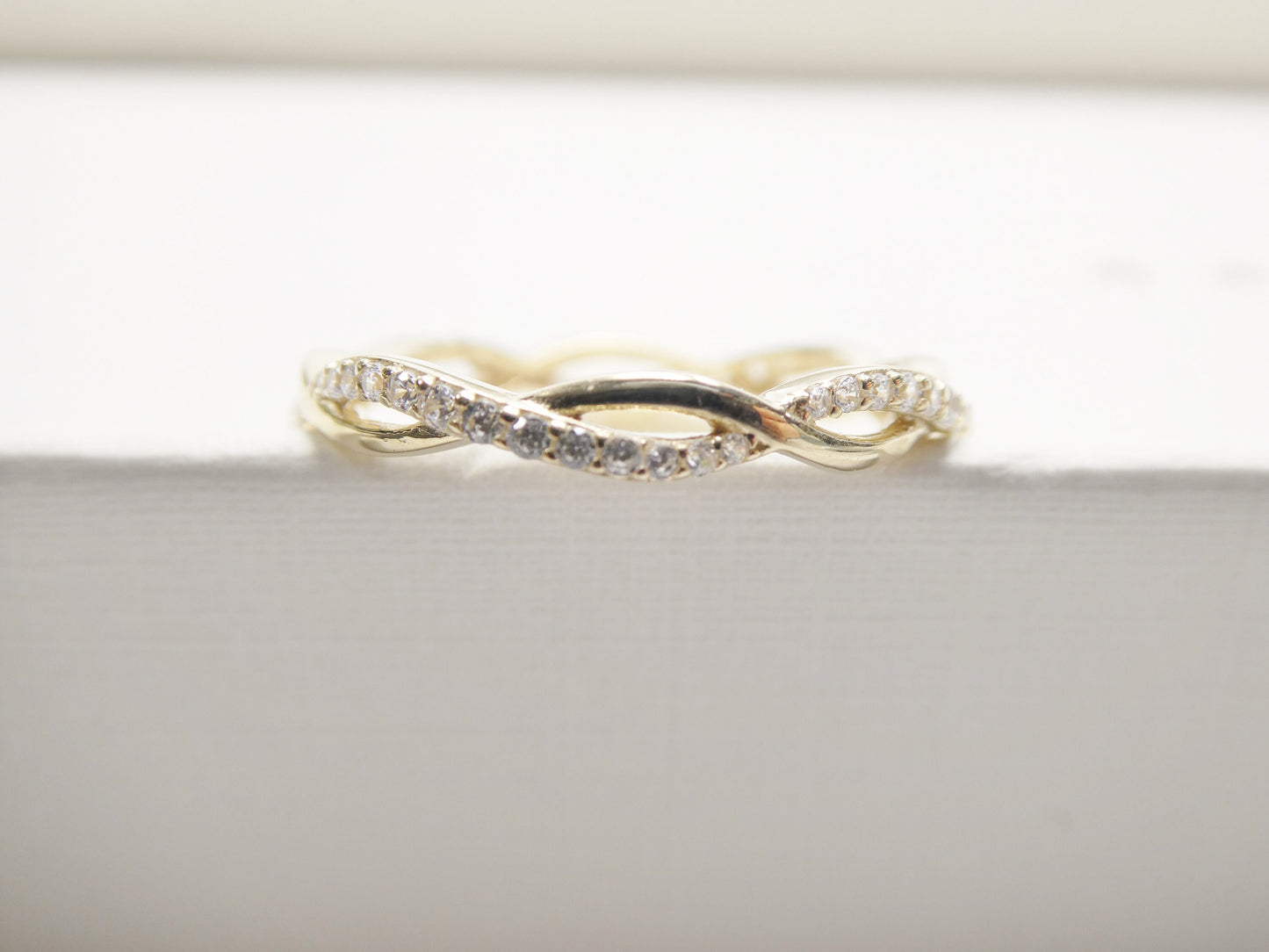 real 10k solid yellow gold women's classic micro pave setting ring