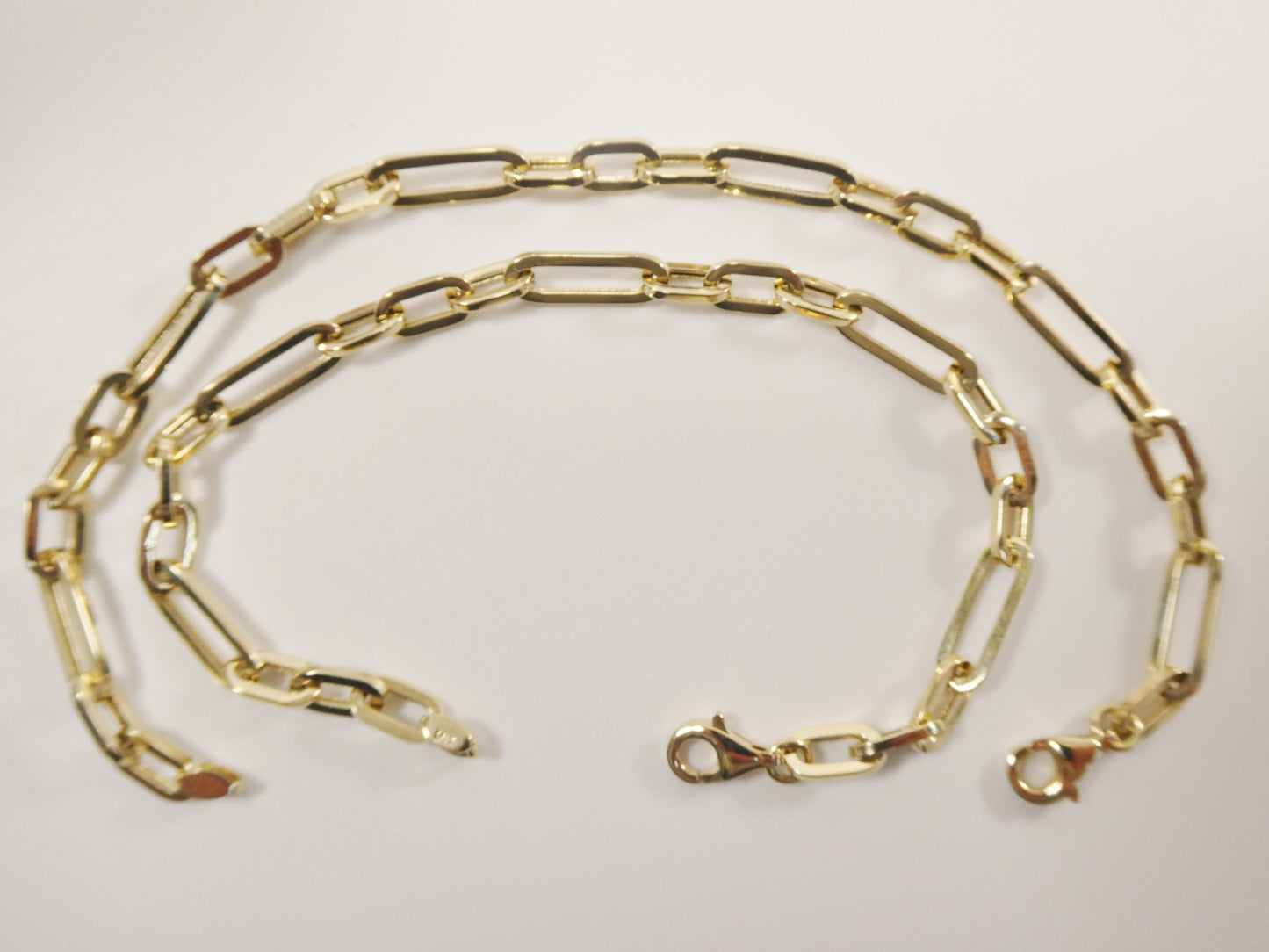 real 14k solid yellow gold design paperclip 6.5/ 7/ inch bracelet