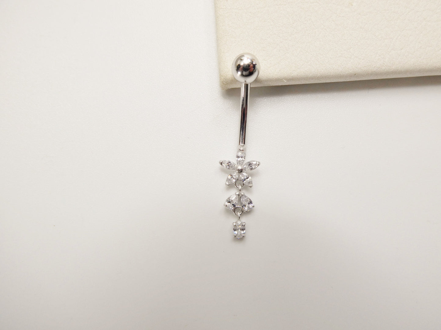 14k real solid yellow gold flower belly button ring piercing