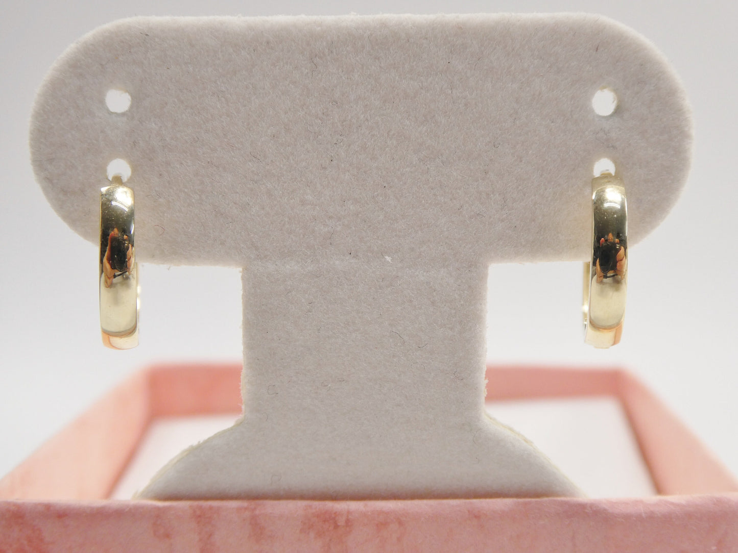real 10k solid yellow gold 12mm high polish plain hoop huggie earrings