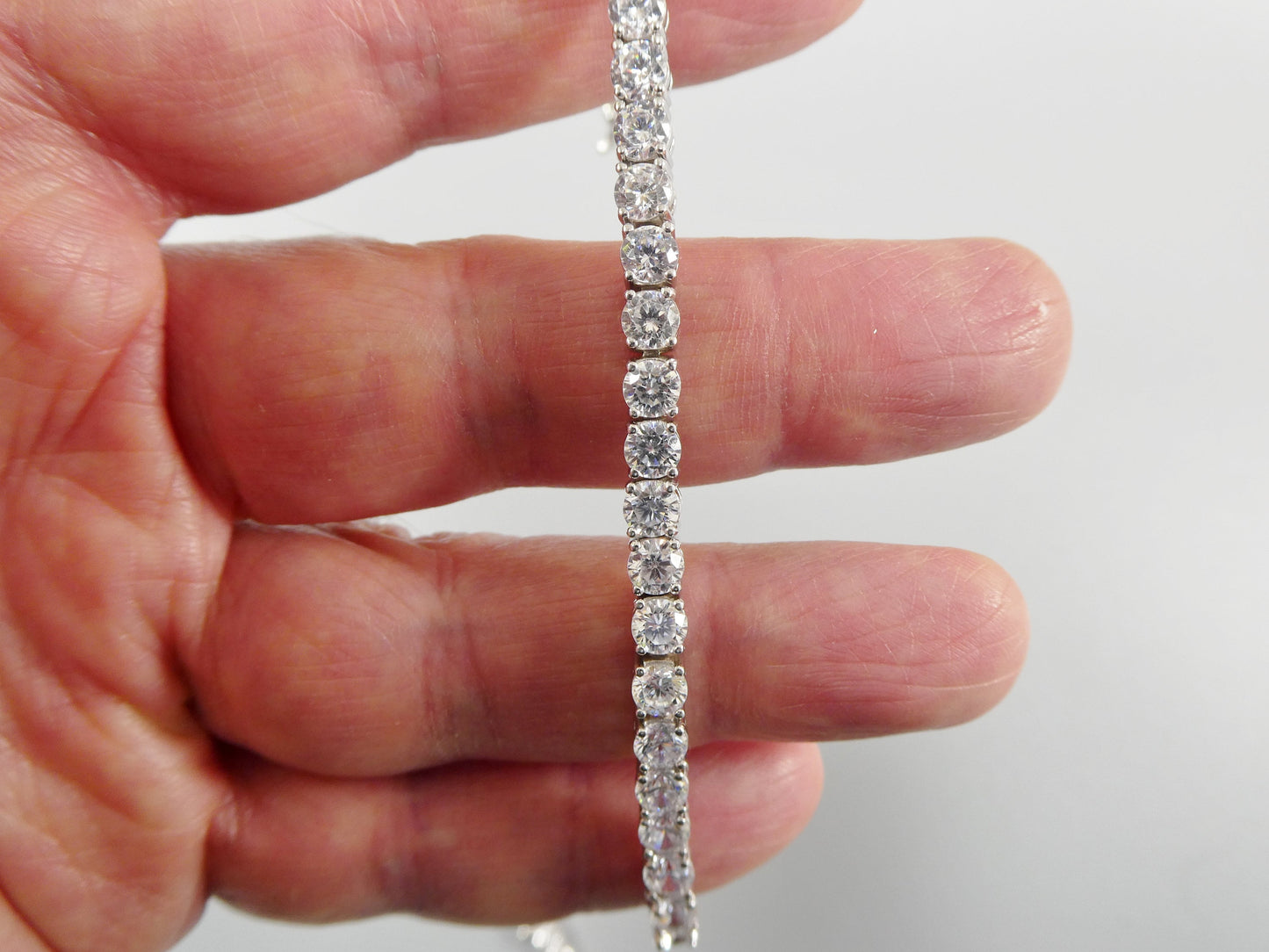 real 925 sterling silver tennis bracelet 3mm / 4mm / 5mm white gold finish