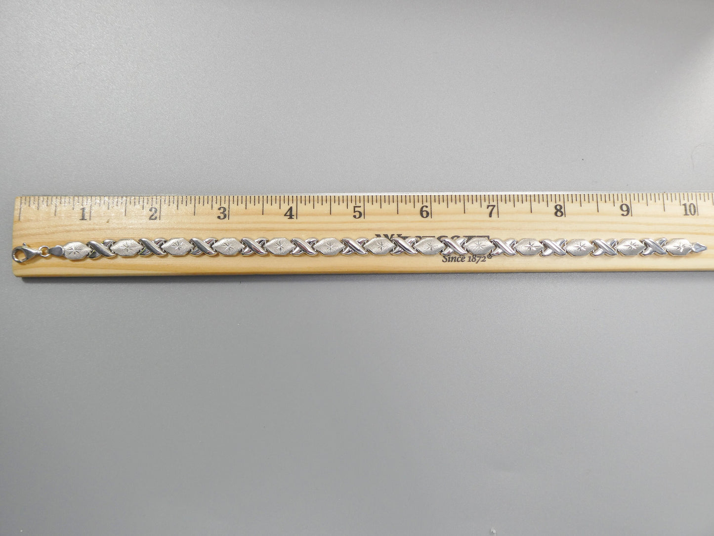 10 inch real 925 sterling silver xoxo xo x heart anklet bracelet 14K white gold finish