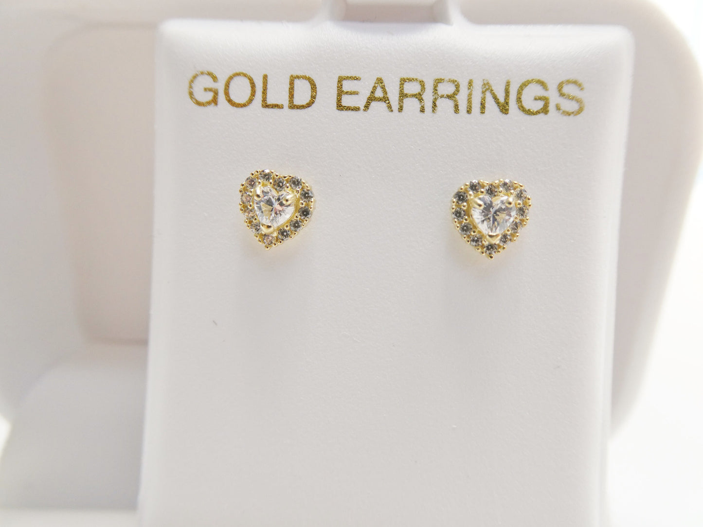 10k real solid yellow gold screw back children birth stone earring heart shape