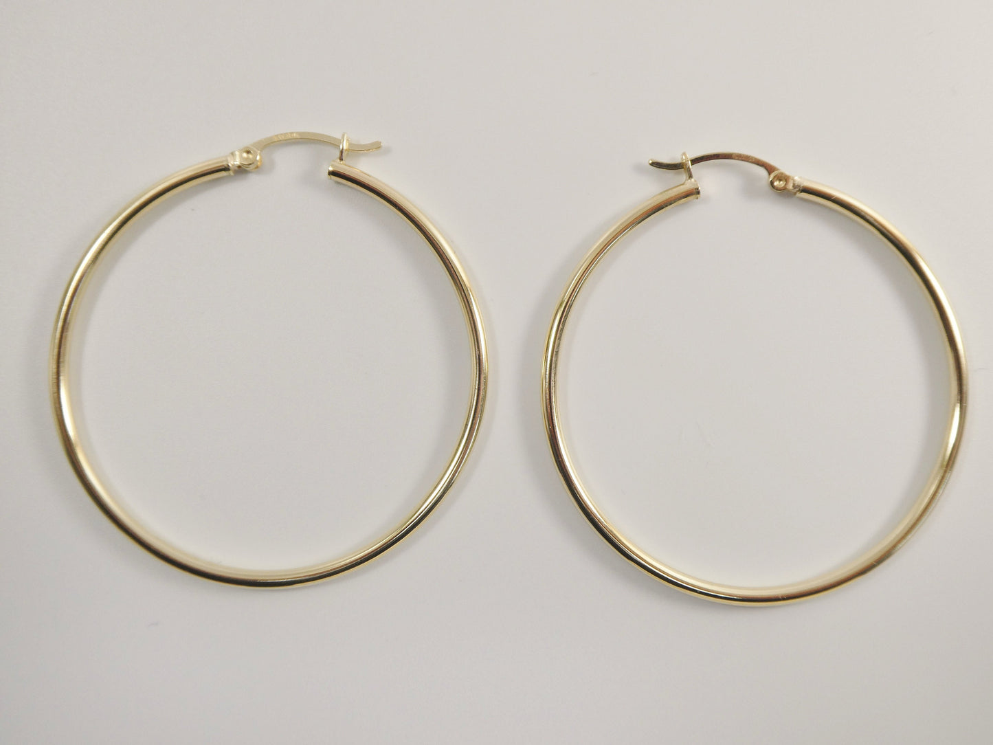 real 10k solid yellow gold plain high polish 45mm hoop earring