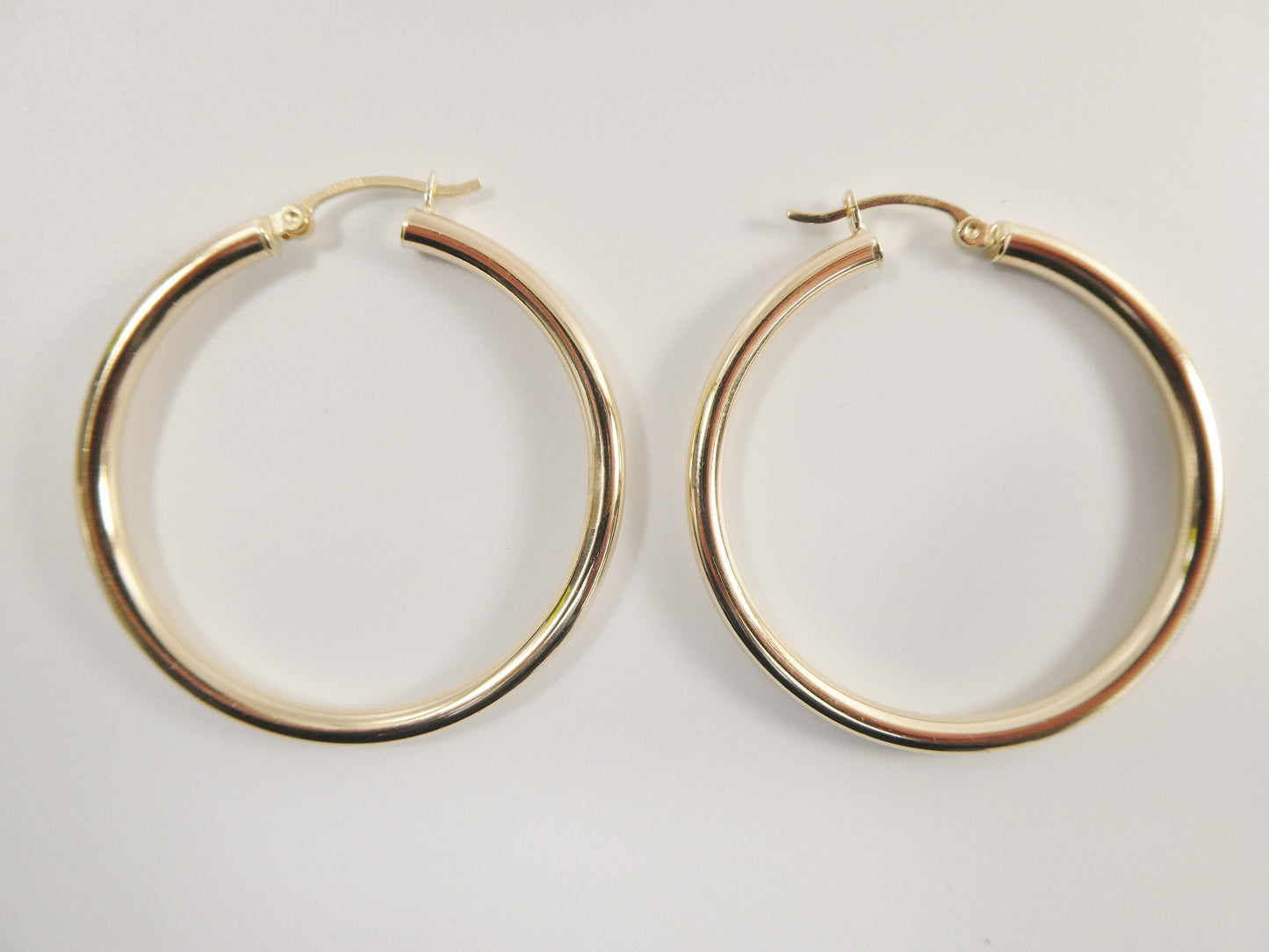 real 10k solid yellow gold plain high polish 40mm hoop huggie earrings