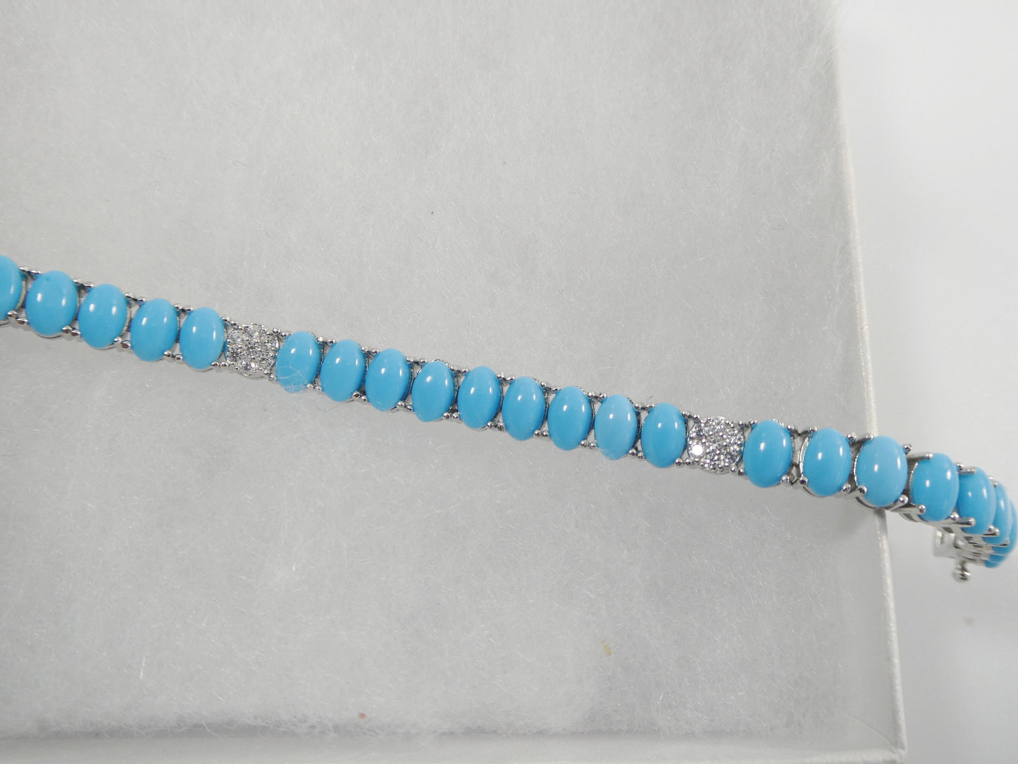 7 inch real 925 sterling silver turquoise tennis bracelet