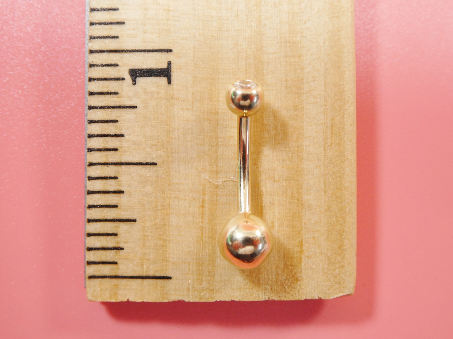 14k real solid yellow gold high polish ball belly button ring piercing