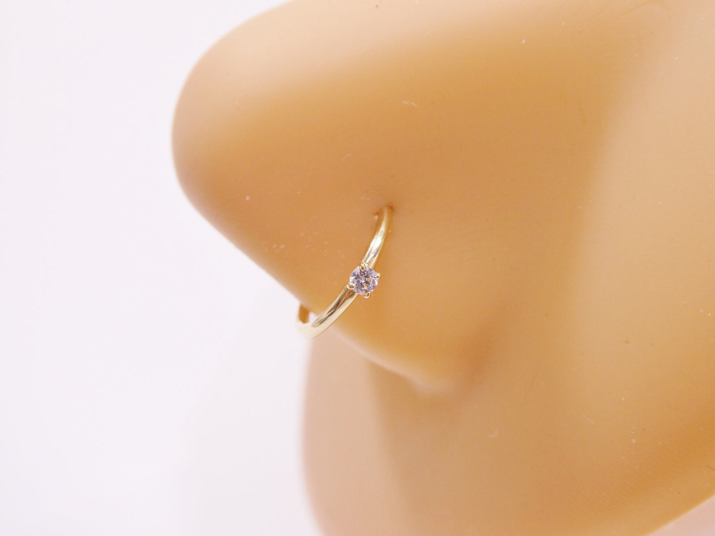 14k real solid yellow gold cartilage nose ring body ring piercing