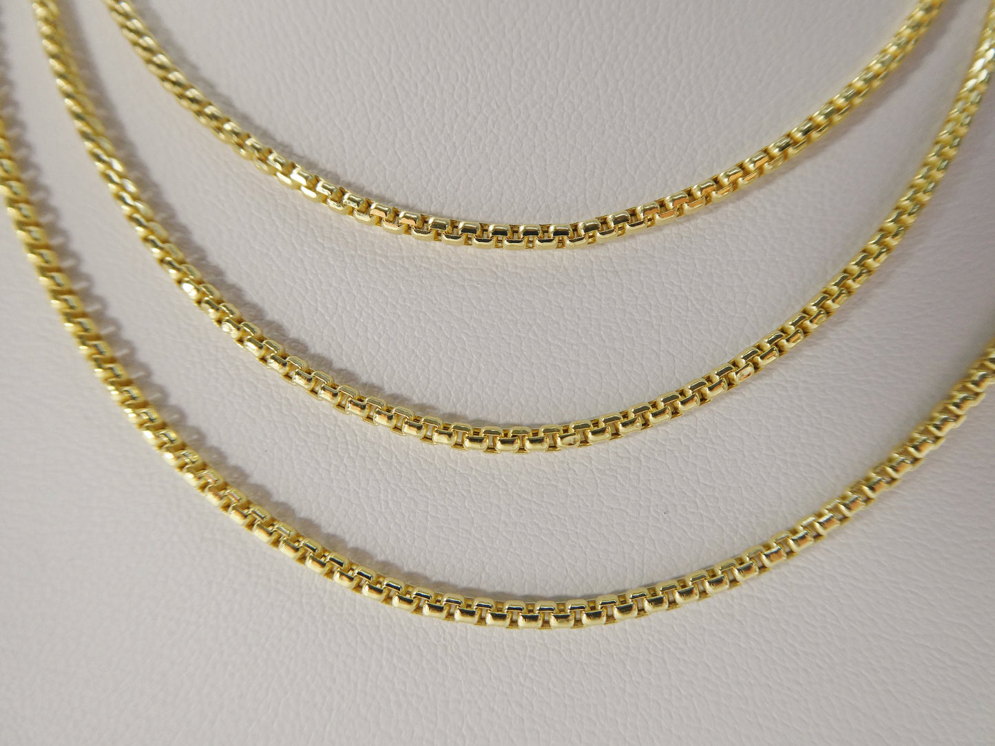 10k real solid yellow gold tiny small 2MM round box chain necklace