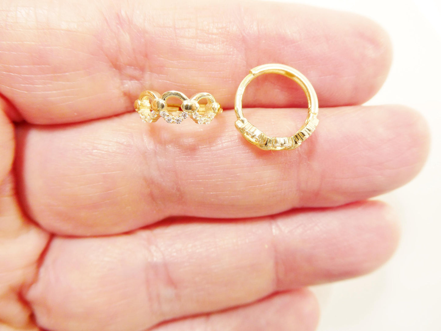 real 10k solid yellow gold designer hoop huggie earrings