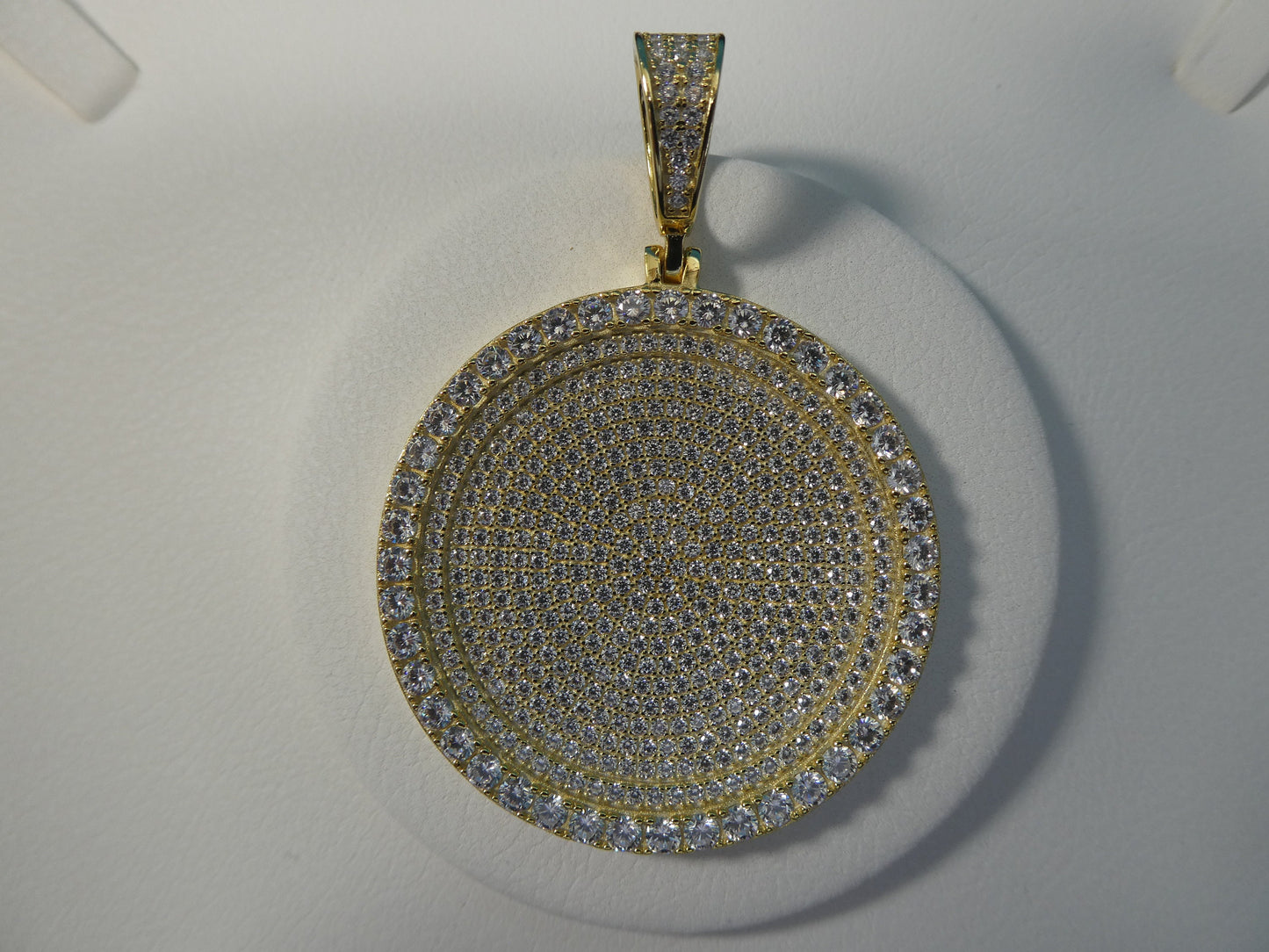 real solid 925 sterling silver large full ice circle pendent
