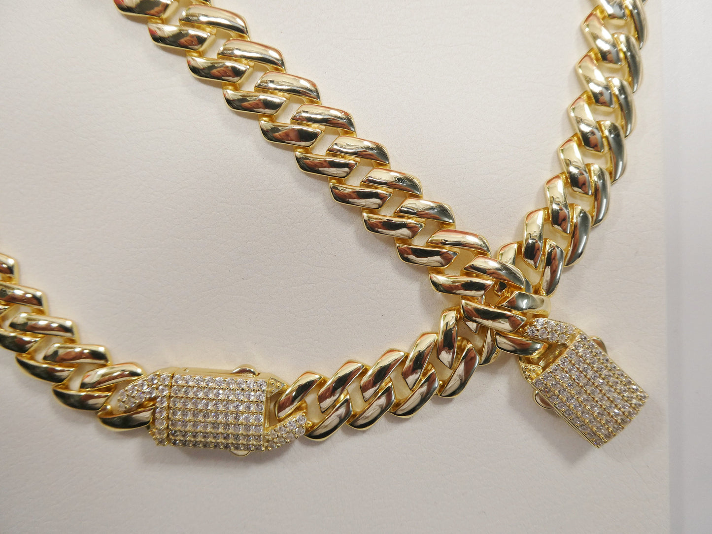 12MM real solid 925 sterling silver 14K yellow gold color Monaco bracelet