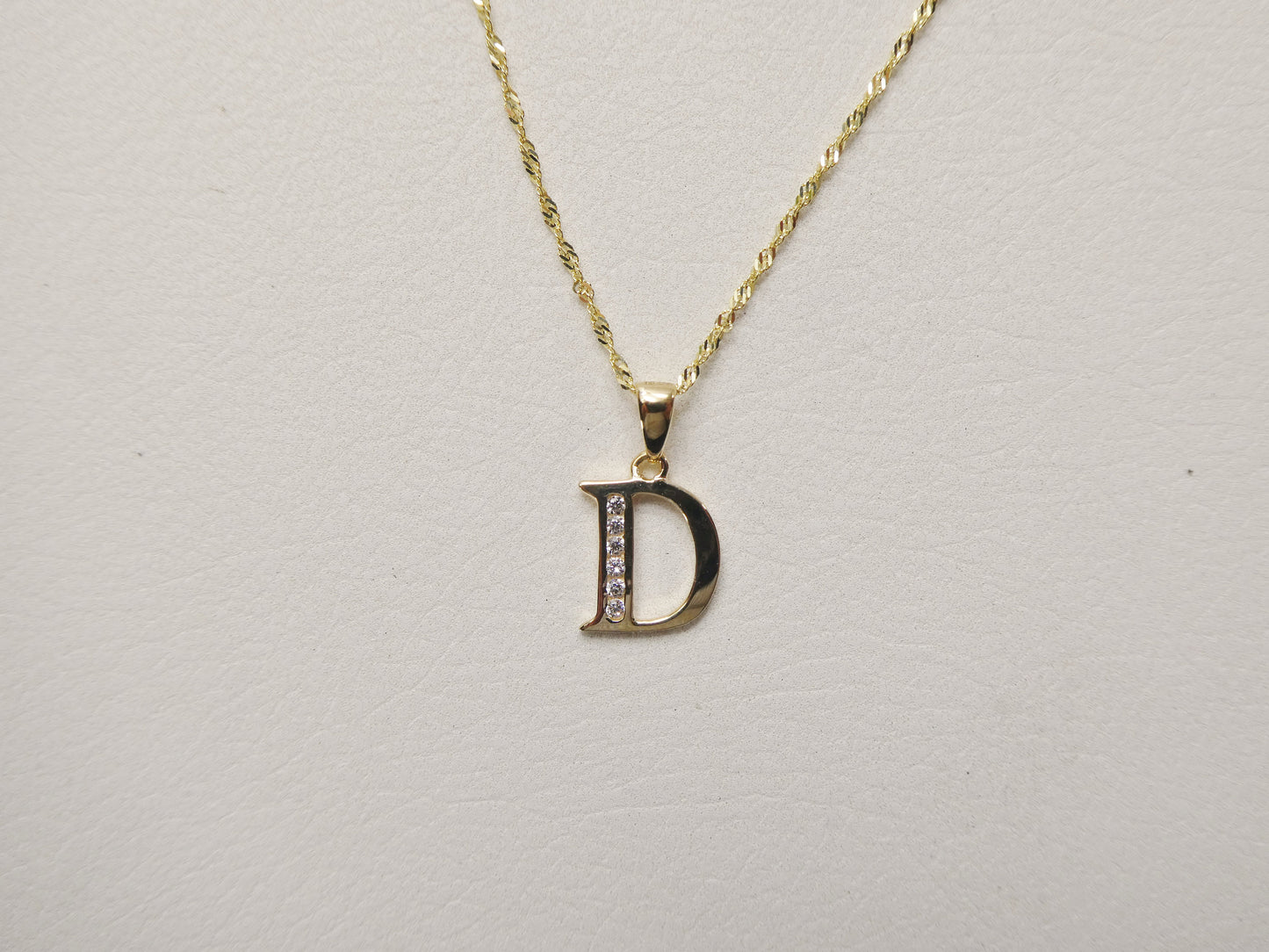10k real solid yellow gold small initial alphabet pendent and necklace
