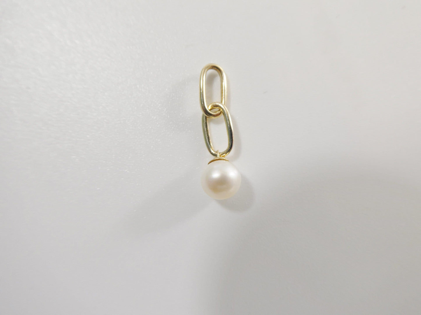 14k real solid yellow gold freshwater pearl pendent and cable necklace