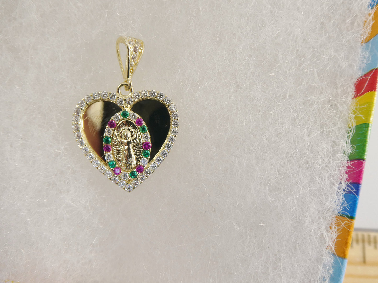 14k real solid yellow gold divino nino heart charm pendent