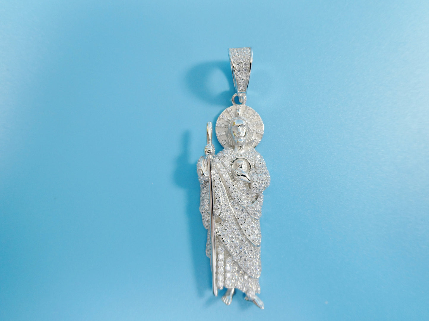 real solid 925 sterling silver large saint Jude pendent