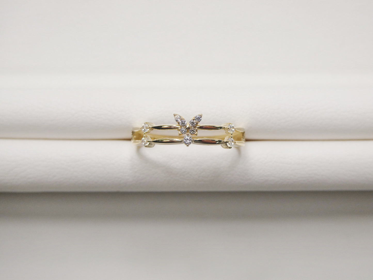real 10k solid yellow gold women's classic micro pave setting ring