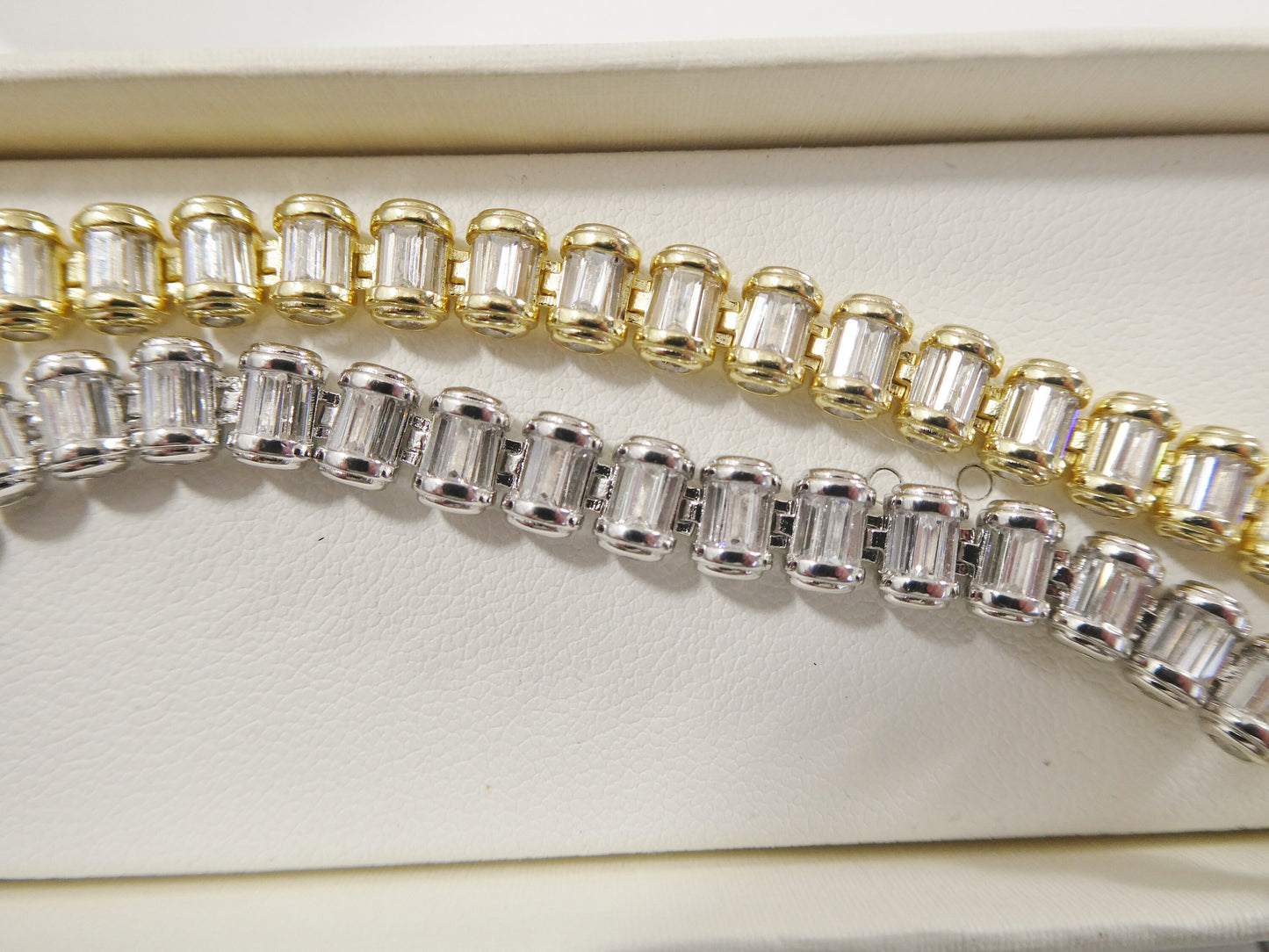 real 925 sterling silver full stone baguette bracelet