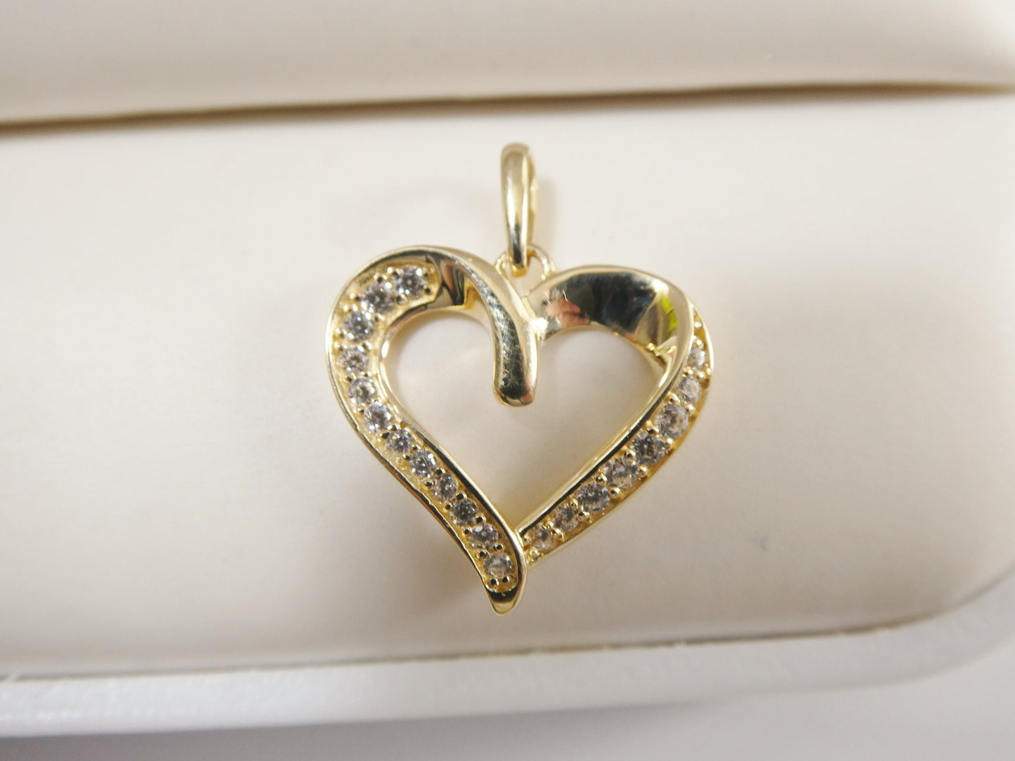 14k real solid yellow gold heart high polish charm pendent