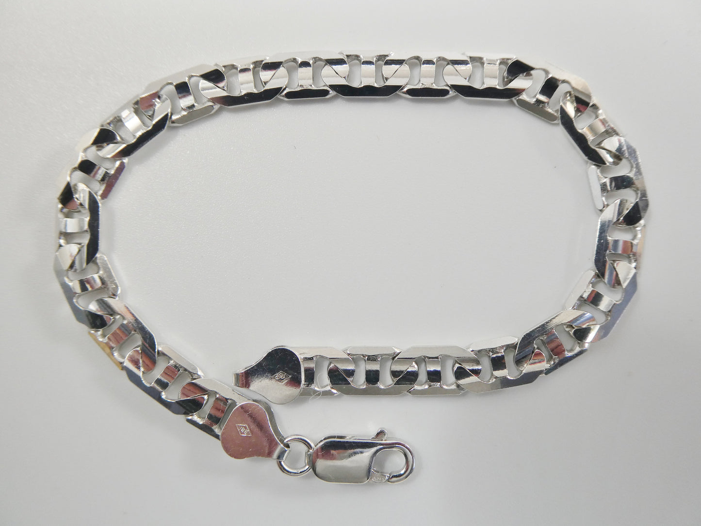 6mm real solid mariner link solid 925 sterling silver men bracelet lobster lock