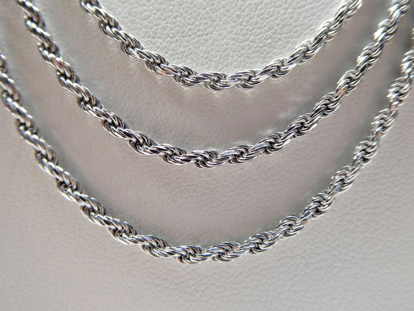 real 925 sterling silver 2.2MM rope chain 14k white gold finish gold finish
