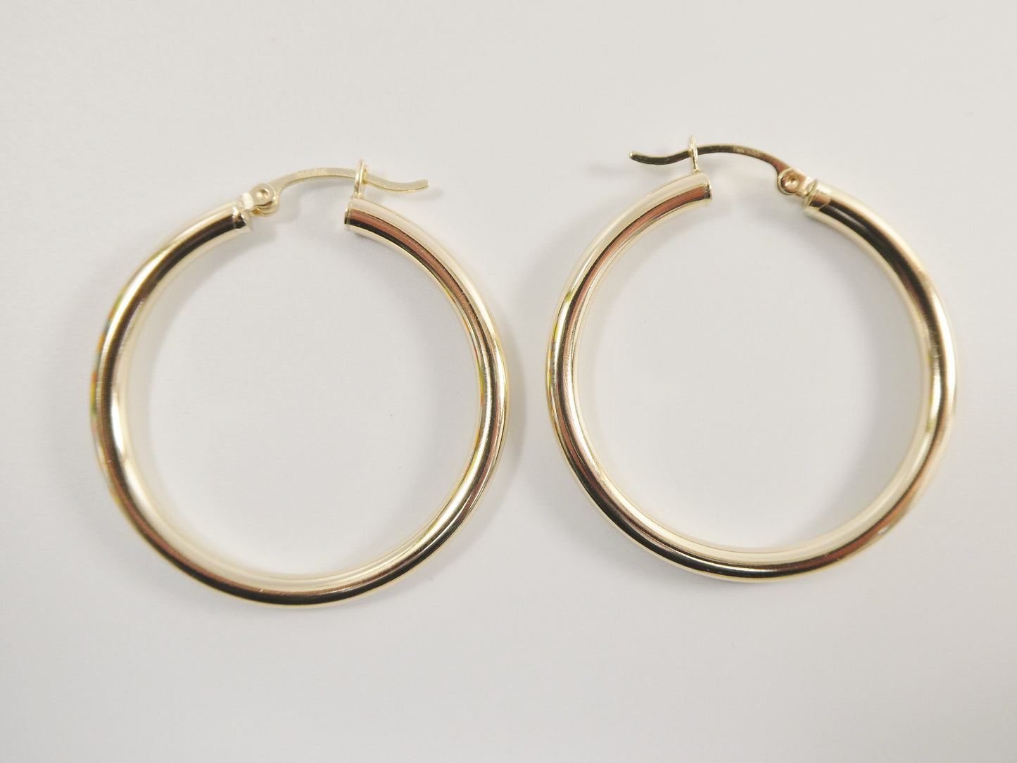real 10k solid yellow gold plain high polish 35mm hoop huggie earrings