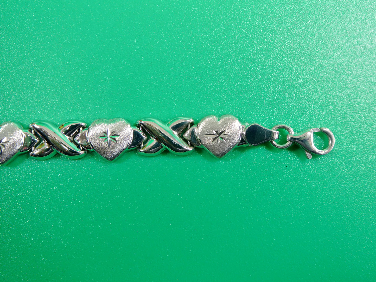7.5 inch xoxo heart i love mom stampato bracelet 14k white gold color finish over real 925 sterling silver