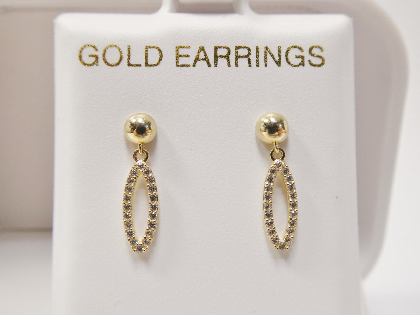 real 10k solid yellow gold oval drop push post earring