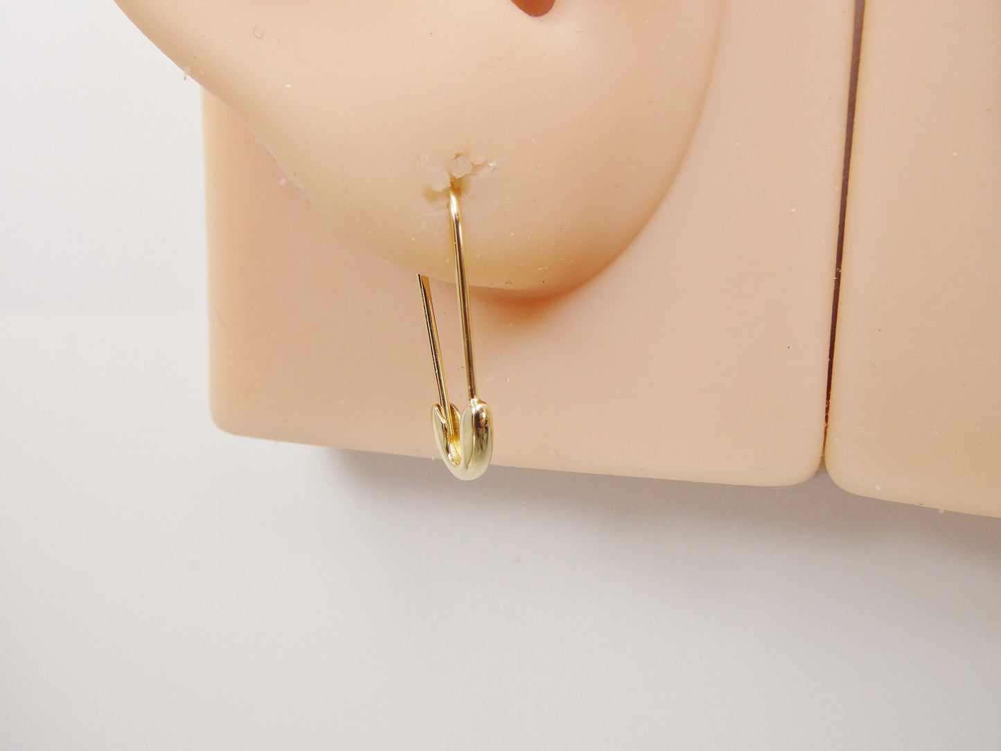 real 10k solid yellow gold safety pin dangle drop earrings
