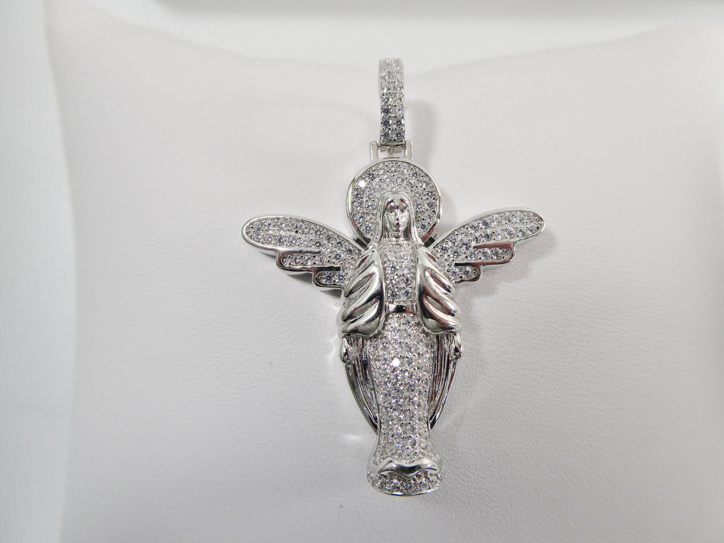 real 925 sterling silver large angel guardian medallion pendent
