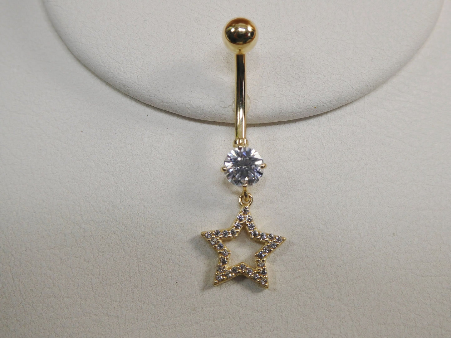 14k real solid yellow gold dangling star belly button ring piercing