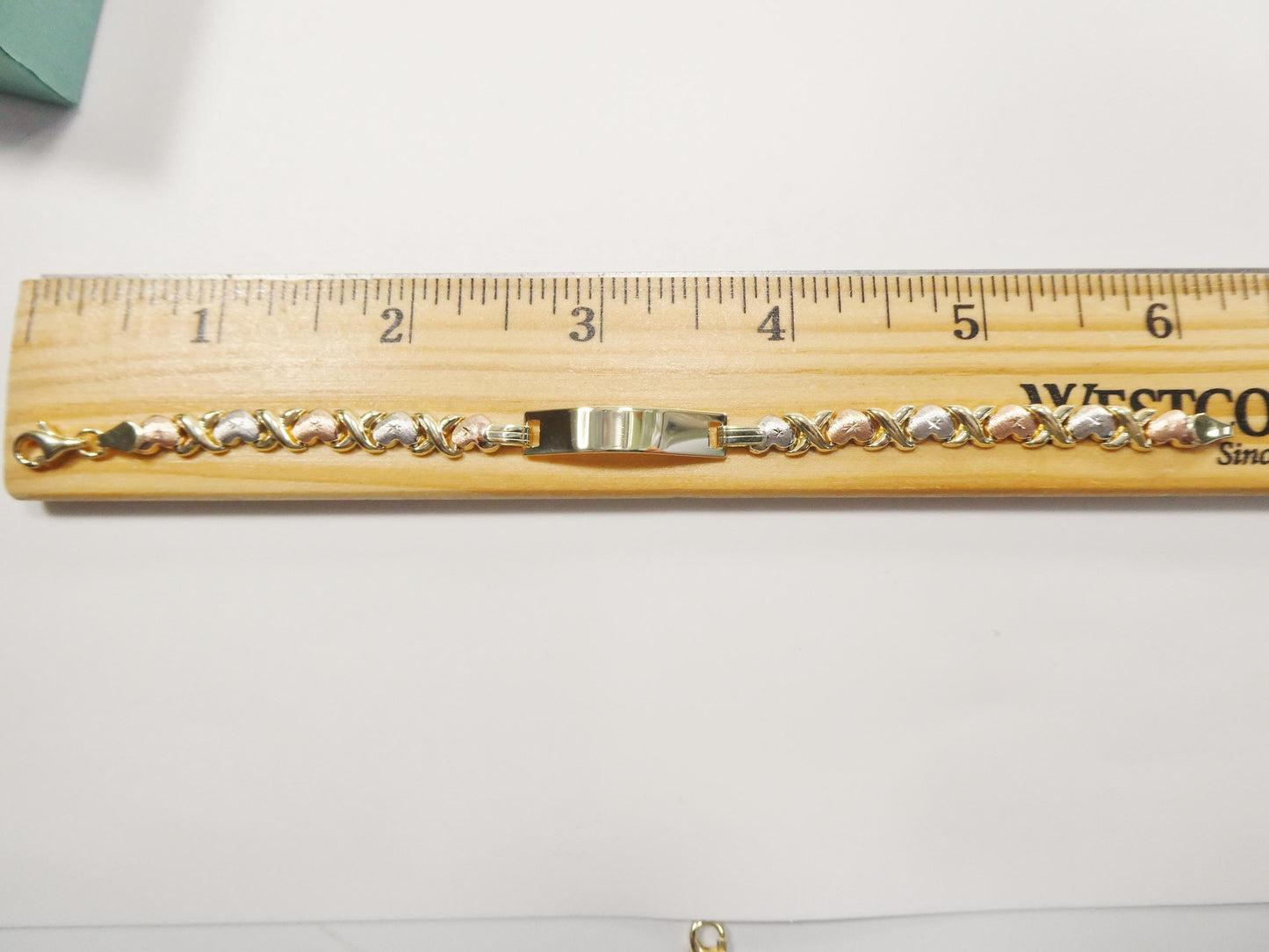 10k real solid yellow gold 6 inch heart baby ID bracelet